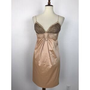 MIkael Aghal Mini Dress Beaded Pleated Stretch